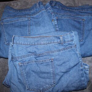 3 Pairs of Basic Editions Women's Blue Jeans Size 20W Short